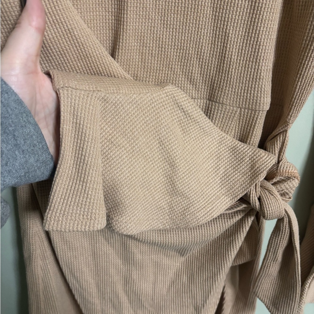 Hello Mello You For Me Long Sleeve Tan Casual Dress Size Large Waffle Knit New - Picture 8 of 8